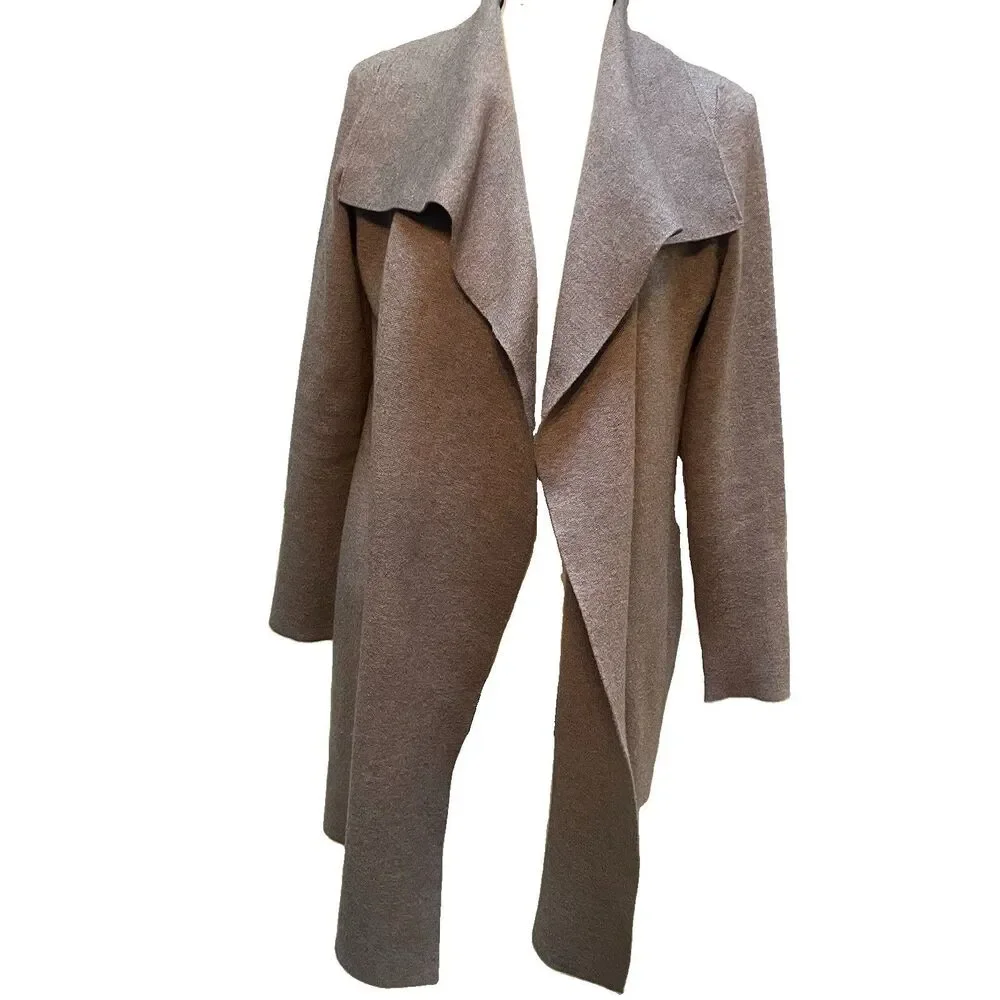 Rachel Zoe Wrap Sweater Jacket S Taupe Asymmetric Drape Cozy Luxury Duster Coat